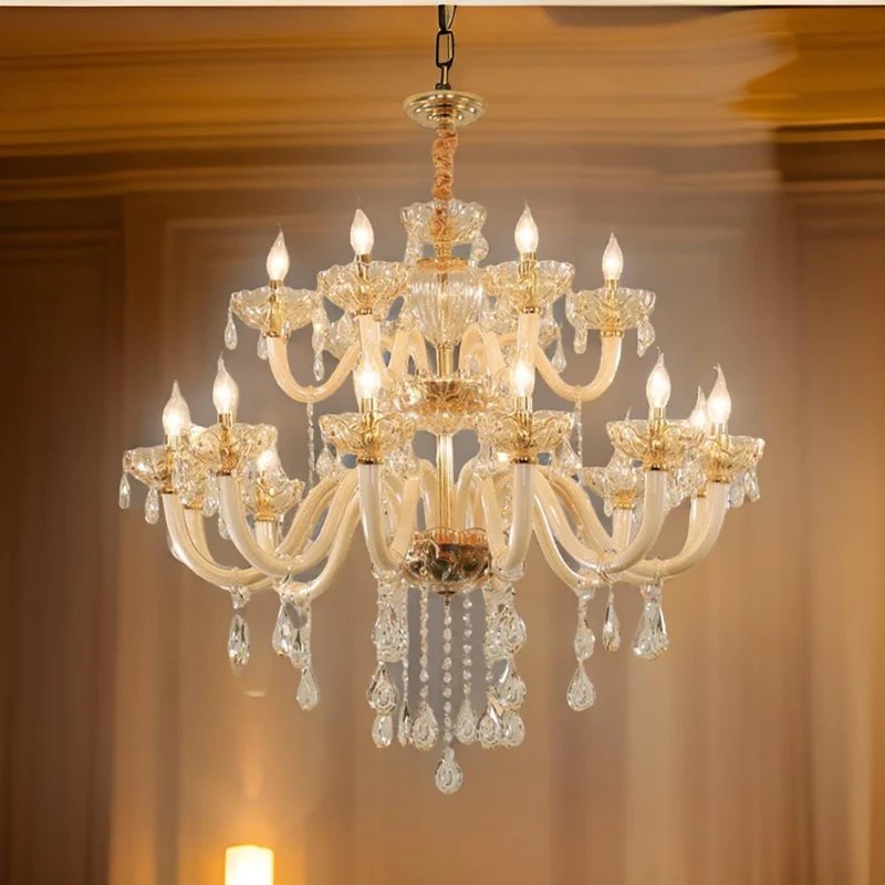 Lustre doré luxe en verre Salle a Manger