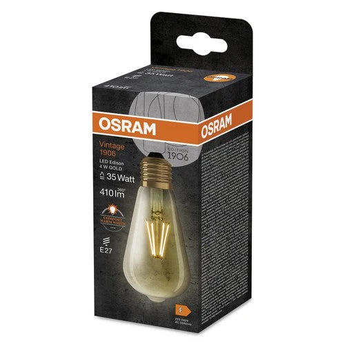 OSRAM Vintage 1906® Classique Edison LED-Lampe, 4W, 410lm, E27, Blanc chaud