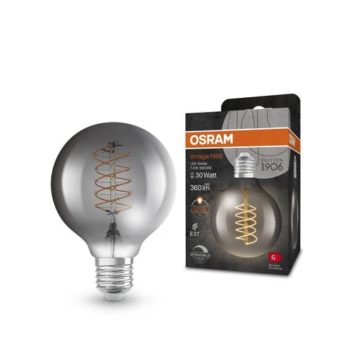 OSRAM Ampoules LED à intensité variable, édition vintage, remplacement de 30 watts, E27, G80, 1800 Kelvin, lumière chaude confort, verre clair, single pack
