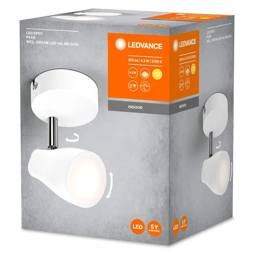 LEDVANCE LED SPOT PEAR Spot de plafond en saillie, blanc, 4.3W, 210lm