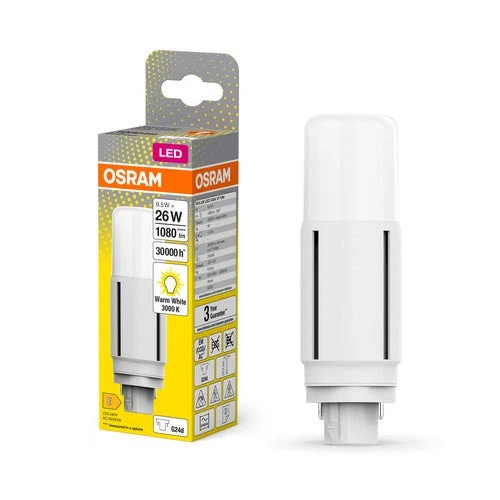 OSRAM DULUX LED-Lampe D26 VT EM, 9,5W, 1080lm, 3000K, blanc chaud