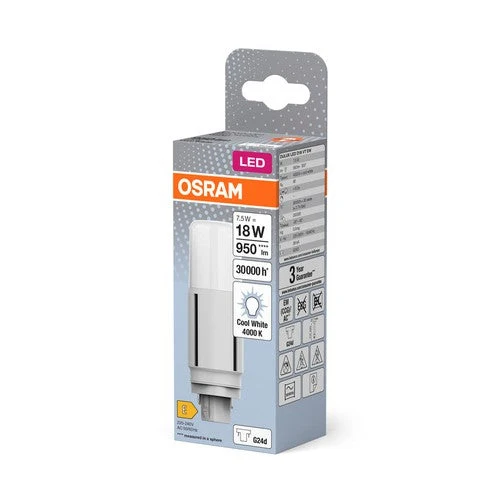 OSRAM DULUX LED-lampe D18 VT EM, 7,5W, 950lm, 4000K, blanc froid