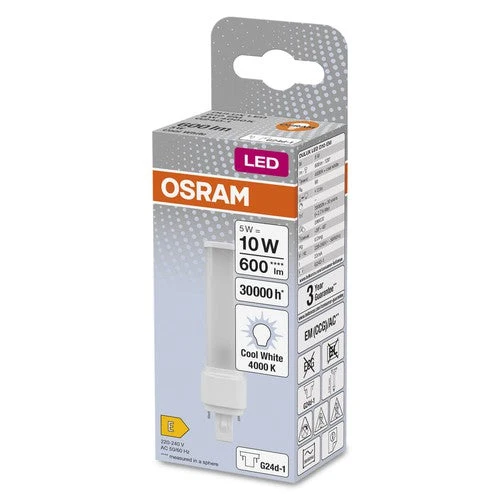 OSRAM DULUX LED-Lampe D10 EM, 5W, 600lm, 4000K, blanc froid