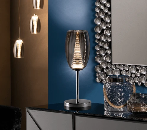 Lampe de table noire Verre fumé Salon