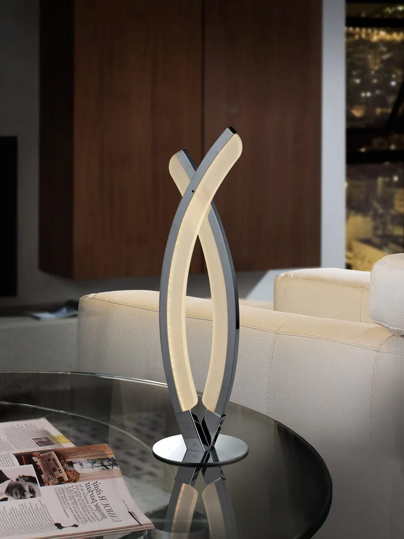 Lampe de table moderne LED blanche argent