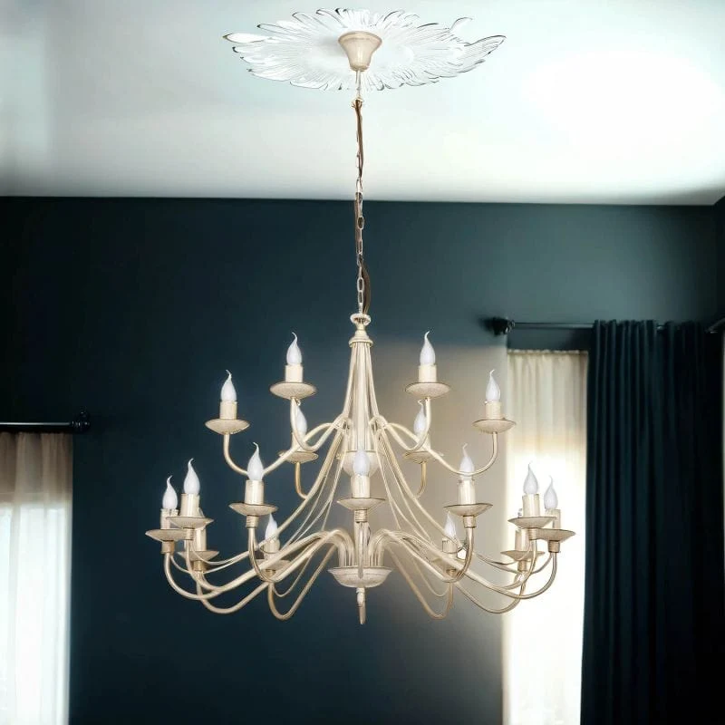 Lustre Chandelier Beige Art Déco