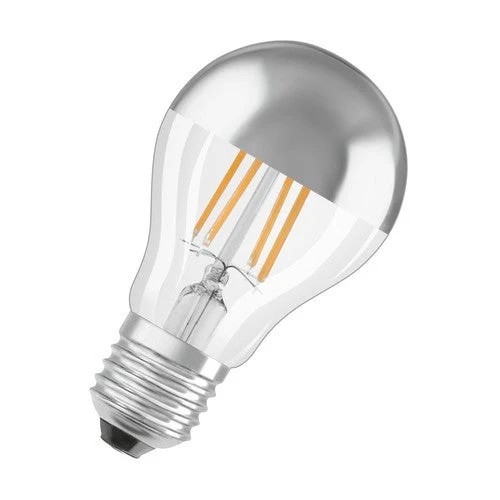 OSRAM ampoules LED, forme classique en ampoule, avec couronne miroir, dimmable, remplacement 50 watts, E27, forme A, 2700 kelvin, blanc chaud, verre clair