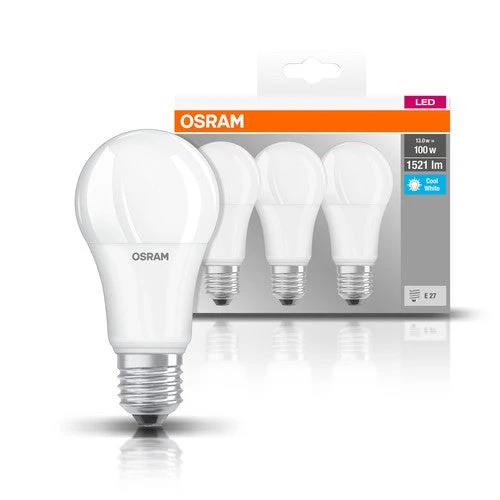 OSRAM LED Base Lampe LED mate (ex 100W) 13W / 4000K blanc froid E27 paquet de 3