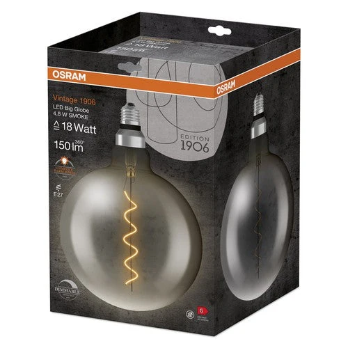 OSRAM Vintage 1906 LED-Lampe, teinte fumée, 4,8W, 150lm, blanc chaud, E27