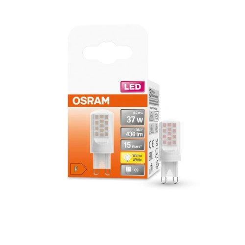 OSRAM LED lampe à broche PIN G9 avec douille retrofit G9 3.8W, blanc chaud