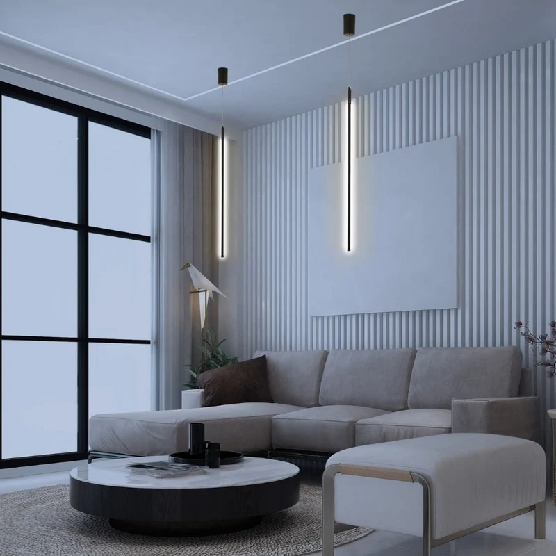 Suspension plafond tube LED noire Chambre