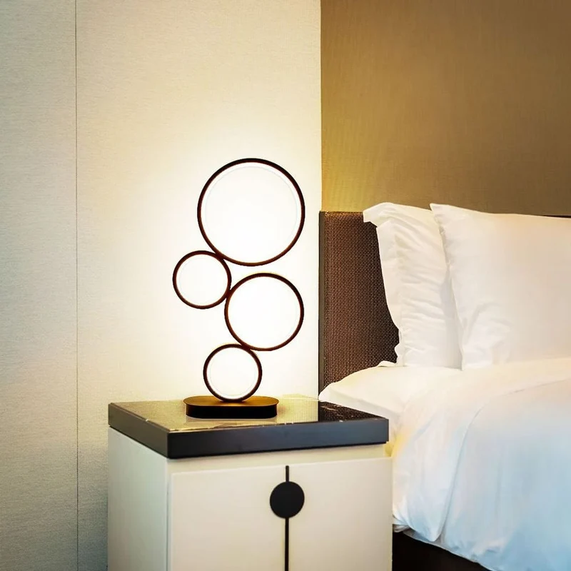 Lampe de table LED noire ronds Chambre