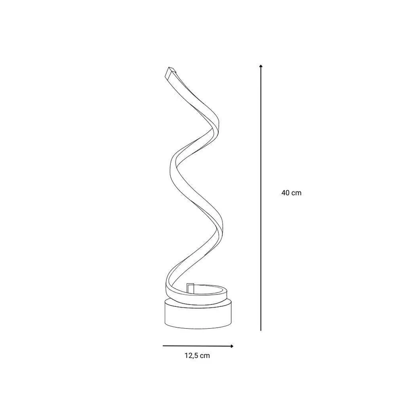 Lampe table spirale noire Chambre LED