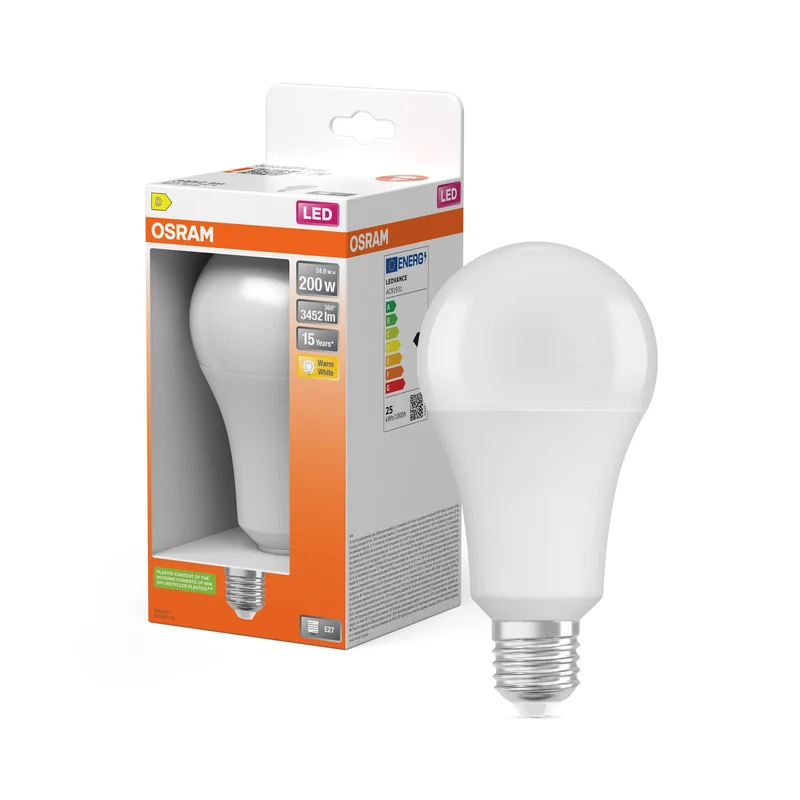 OSRAM ampoule LED STAR CLASSIC A blanc chaud 2700K 24,90W remplacement de 200W mat E27