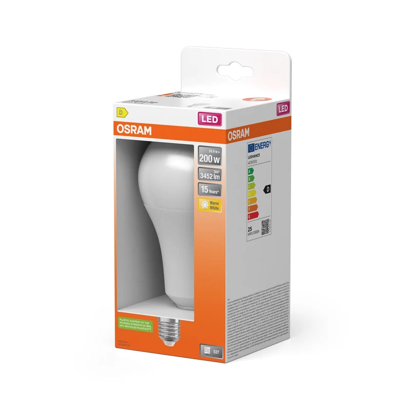 OSRAM ampoule LED STAR CLASSIC A blanc chaud 2700K 24,90W remplacement de 200W mat E27