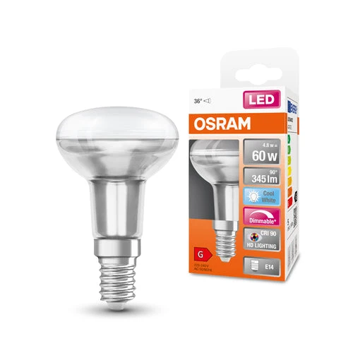 OSRAM Lampe réflecteur LED dimmable LED SUPERSTAR + spot R50 GL 60 DIM 4,8W/940 E14 IRC90 BOÎTE, blanc froid