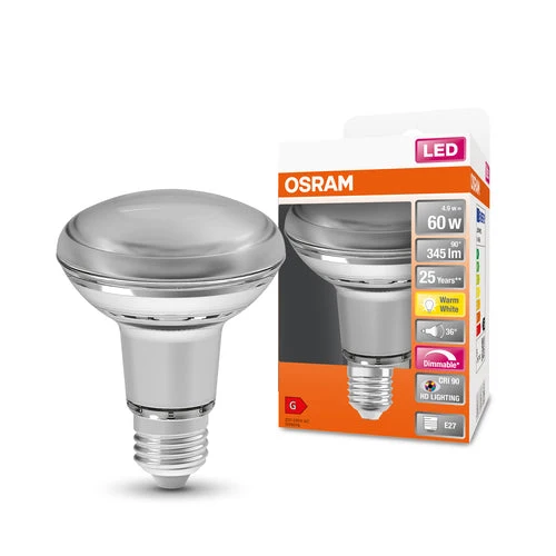 OSRAM Lampe réflecteur LED dimmable LED SUPERSTAR + spot R80 GL 60 DIM 4,8W/927 E27 IRC90 BOÎTE, E27, Blanc chaud
