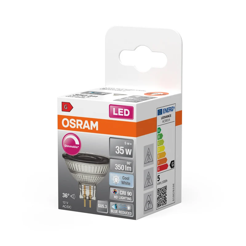 OSRAM Lampe Réflecteur LED Dimmable LED SUPERSTAR + spot MR16 GL 35 DIM 5W/940 IRC90 GU5.3, Blanc froid