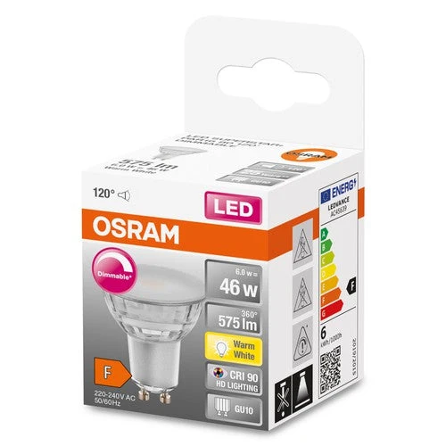 OSRAM Lampe Réflecteur LED Dimmable LED SUPERSTAR + spot PAR16 GL 46 DIM 6,7W/927 IRC90 GU10, Blanc chaud