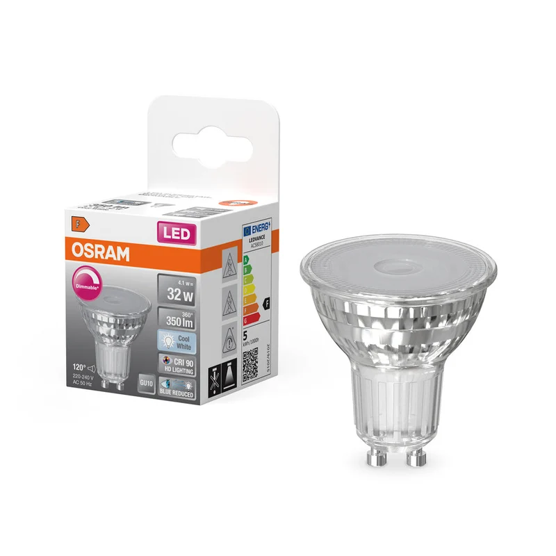 OSRAM Lampe Réflecteur LED Dimmable LED SUPERSTAR + spot PAR16 GL 32 DIM 4,1W/940 IRC90 GU10, Blanc Froid