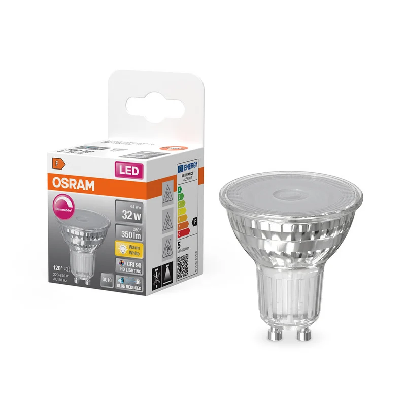 OSRAM Lampe Réflecteur LED Dimmable LED SUPERSTAR + spot PAR16 GL 32 DIM 4,1W/927 IRC90 GU10, Blanc chaud