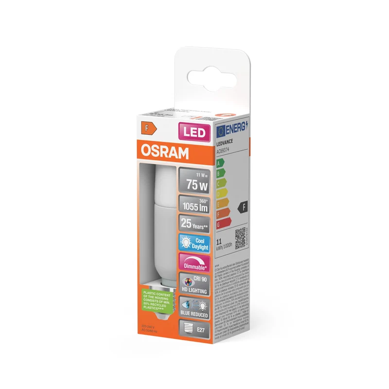 OSRAM Superstar ampoule LED dimmable avec rendu des couleurs particulièrement élevé (IRC90) pour douille E27, aspect mat, blanc lumière du jour (6500K), 1050 lumens, remplacement pour ampoules classiques 75W