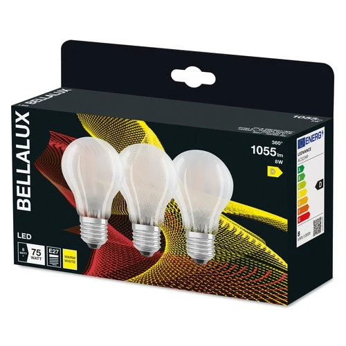 BELLALUX Lampe LED pour culot E27, verre dépoli, blanc chaud (2700K), 1055 lumens, remplace les ampoules traditionnelles de 75W, non dimmable, pack de 3