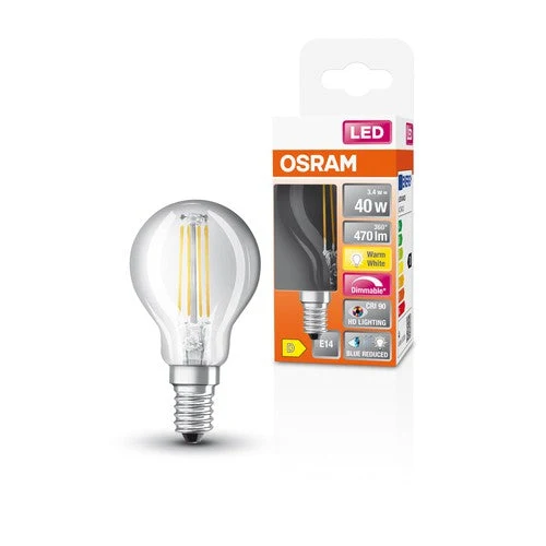 OSRAM FILAMENT LED-Lampe LED SUPERSTAR+ CL P FIL 40 dim 3,4W/940 E14 IRC90 BOÎTE, Blanc chaud