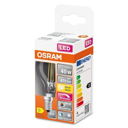 OSRAM FILAMENT LED-Lampe LED SUPERSTAR+ CL P FIL 40 dim 3,4W/940 E14 IRC90 BOÎTE, Blanc chaud