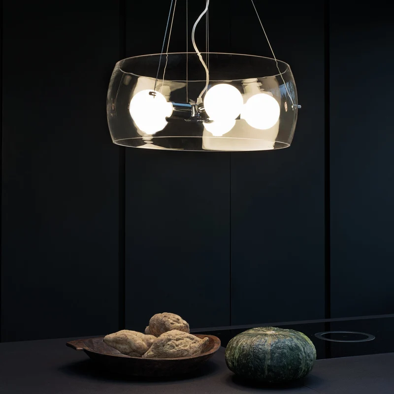 Suspension Ronde Verre Transparent Moderne Salon