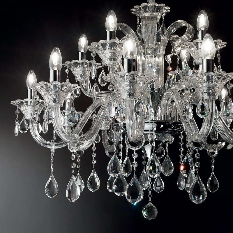 Lustre Chrome Verre Transparent Salon