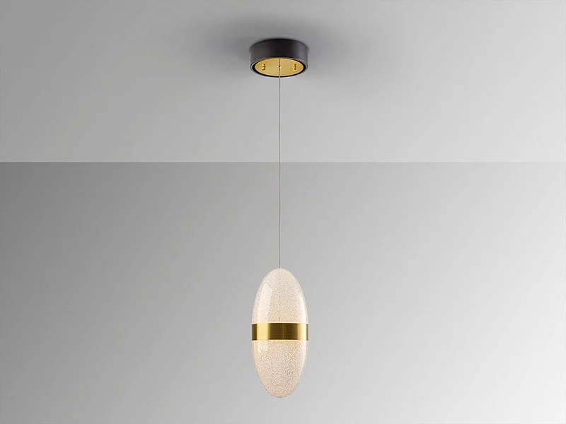 Suspension Chambre Oeuf Cristal Verre Or
