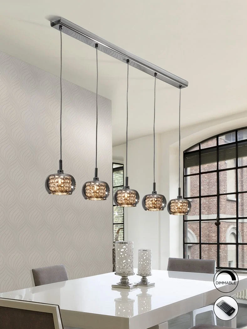 Suspension Verre Noir Fumé Cristal Moderne