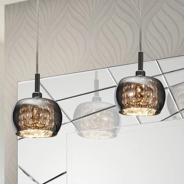 Suspension Verre Noir Fumé Cristal Moderne
