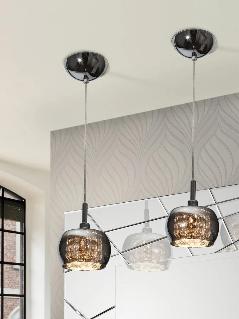 Suspension Verre Noir Fumé Cristal Moderne