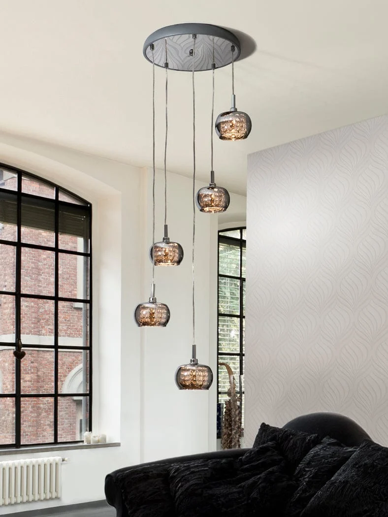 Suspension Verre Noir Fumé Cristal Moderne
