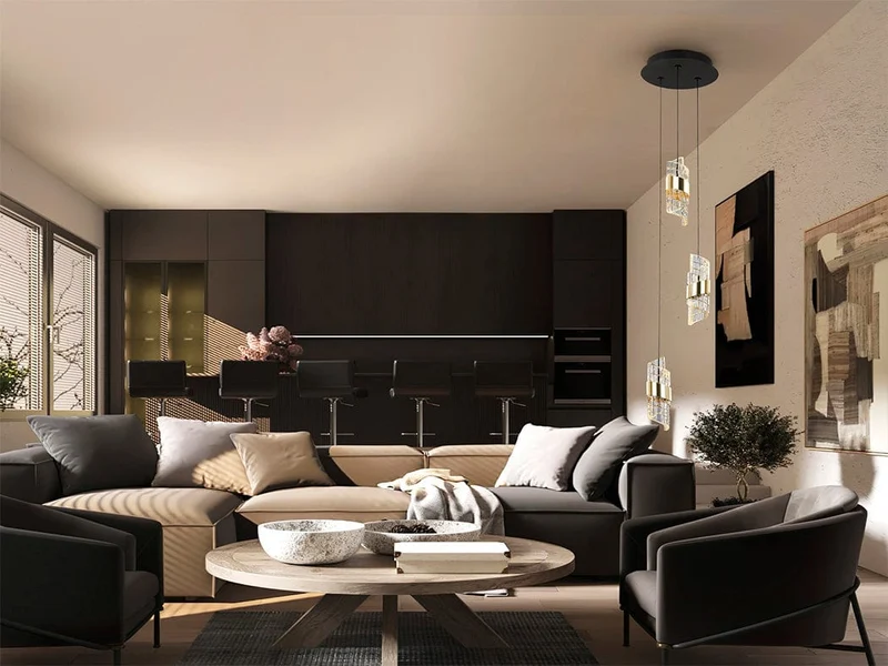 Plafonnier suspensions torsades en cristal Salon