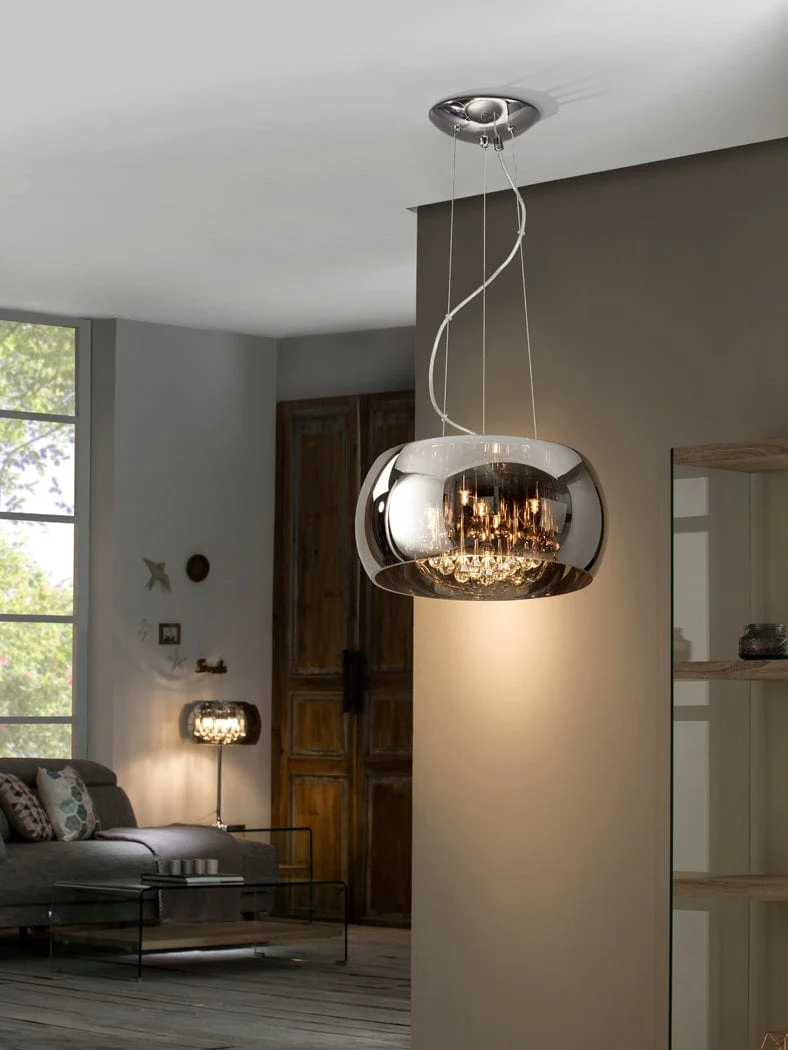 Suspension Murano Verre Goutte Ambre Salon