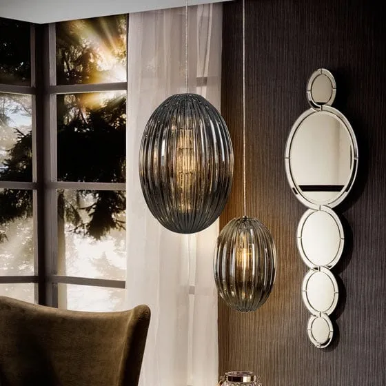 Suspension moderne ovale verre fumé Chambre