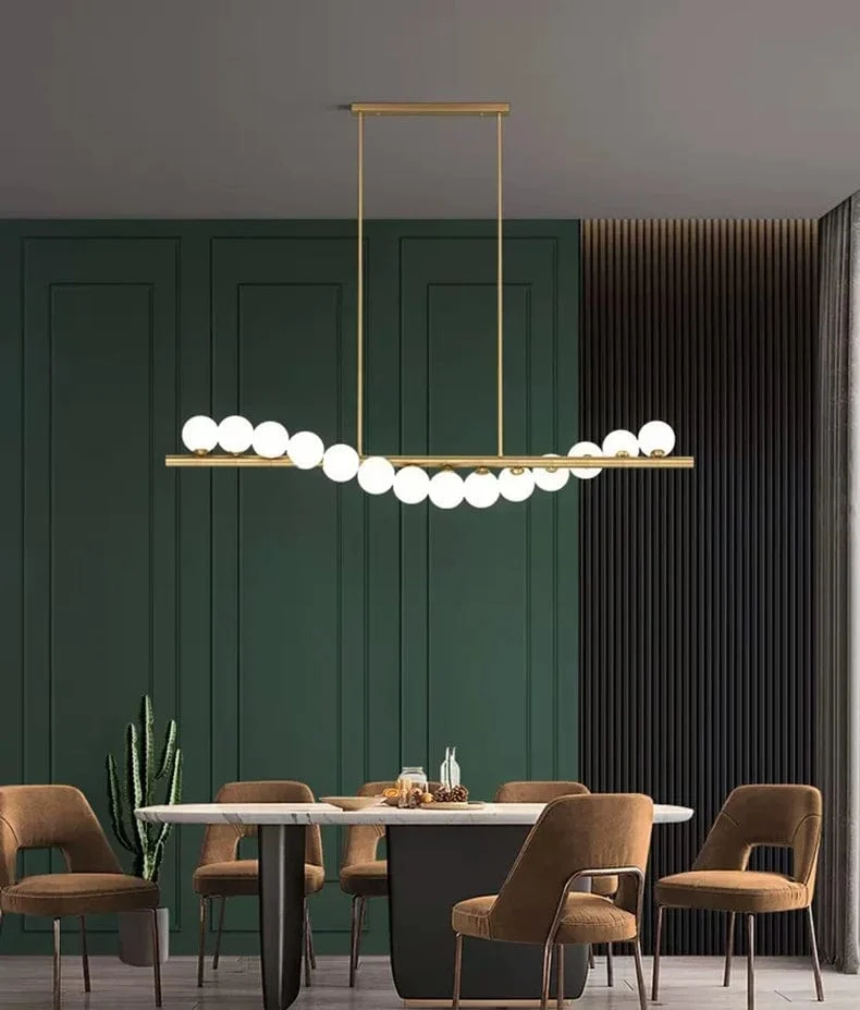 Lustre doré LED suspension design moderne salon