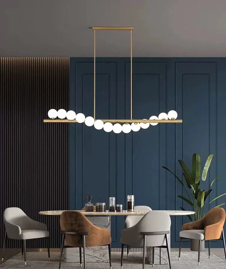Lustre doré LED suspension design moderne salon