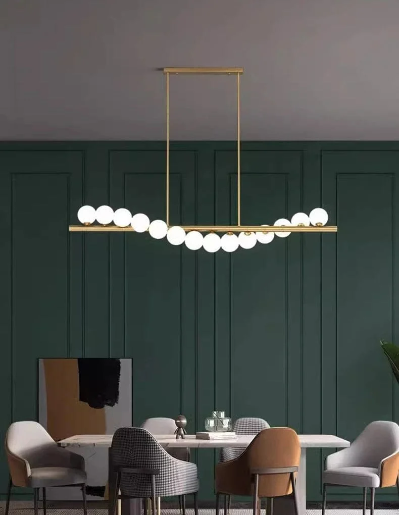 Lustre doré LED suspension design moderne salon