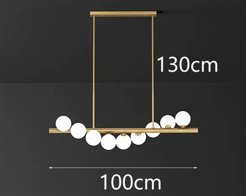 Lustre doré LED suspension design moderne salon
