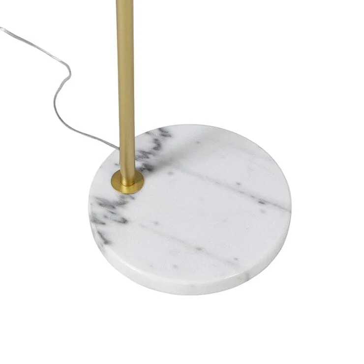Lampadaire à arc moderne en laiton avec abat-jour transparent