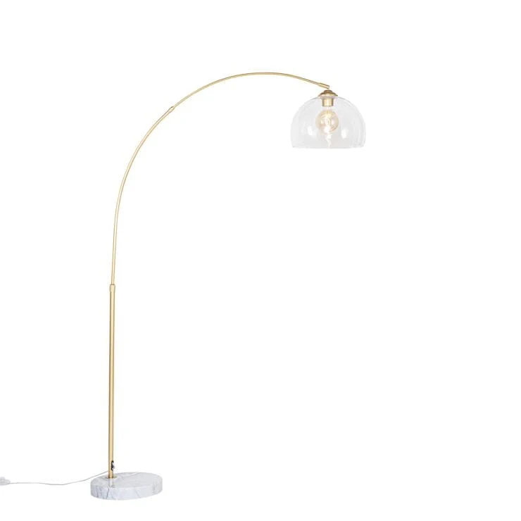 Lampadaire arc en laiton avec verre clair