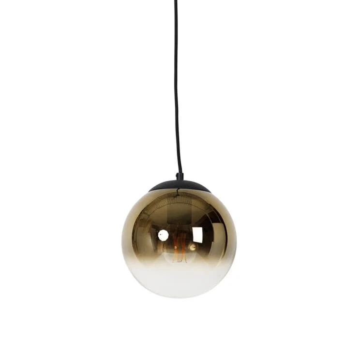 Suspension simple intelligente noire avec verre doré 20 cm