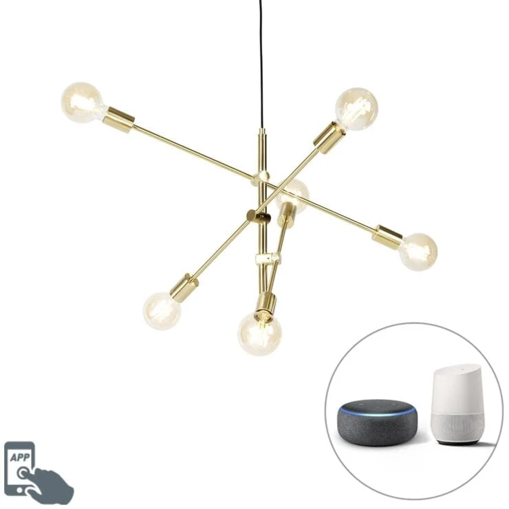 Suspension intelligente laiton 6 lumières