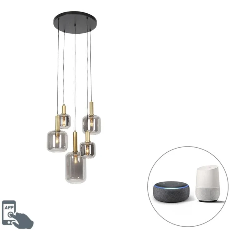 Suspension intelligente verre fumé avec 5 Ampoules