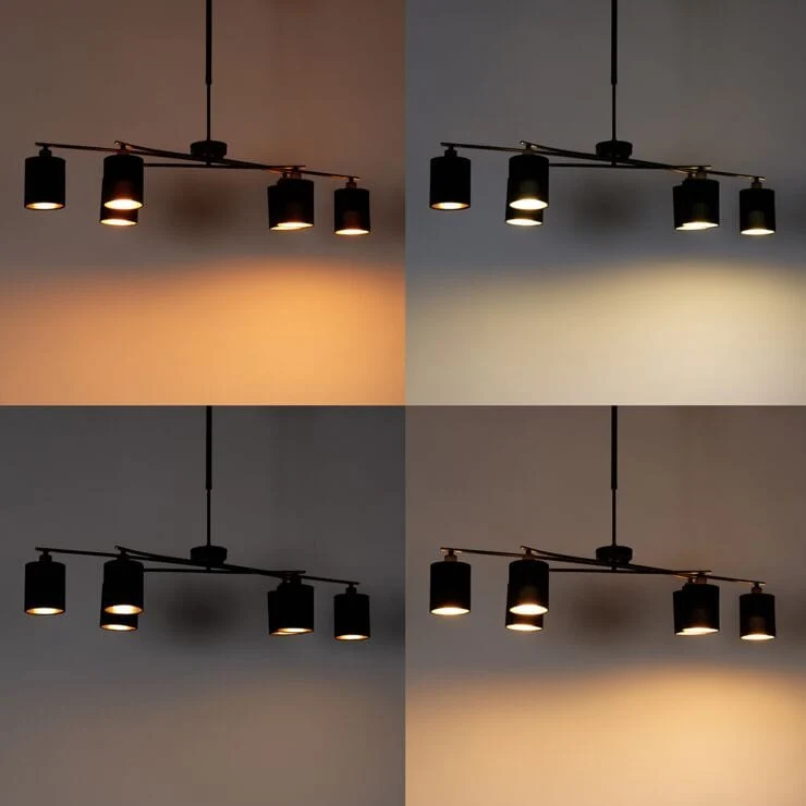 Suspension noire intelligente noire réglable 6 ampoules