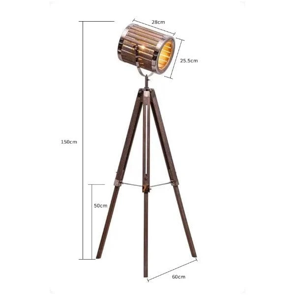 Lampadaire Spot Bois Industriel Vintage